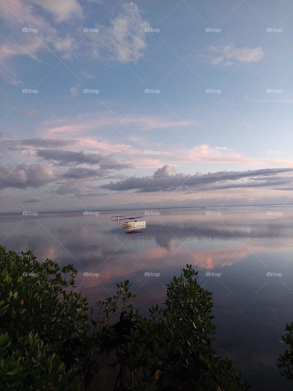 Sunset sea reflection