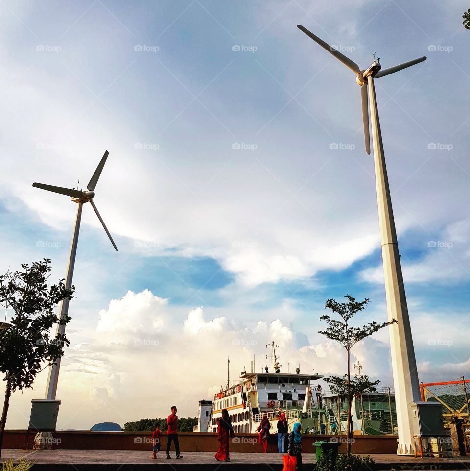 The turbogenerators at the seashore