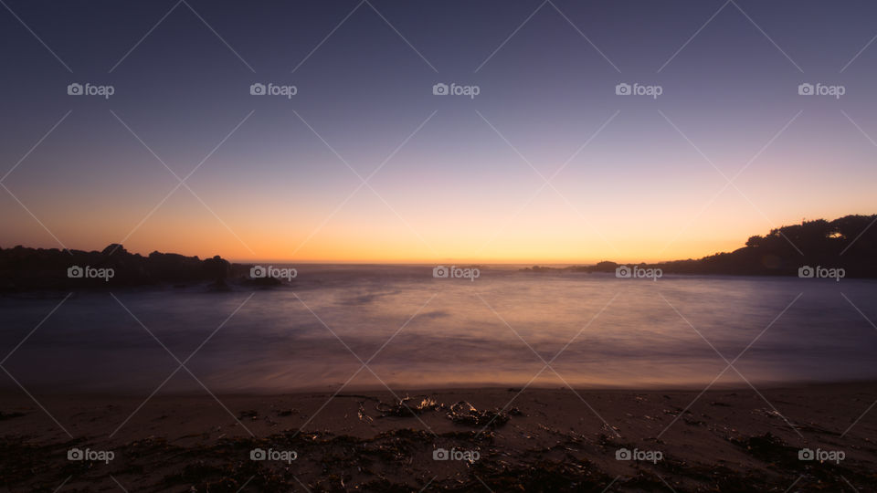Long exposure photography of the sunset at the beach