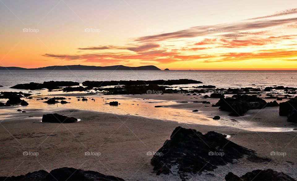 View of beach during sunset