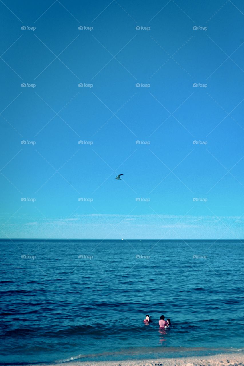 New York Sunken Meadow beach, summer, relaxation, people, swimming, sand, breeze, clear sky, day, warm, water, 