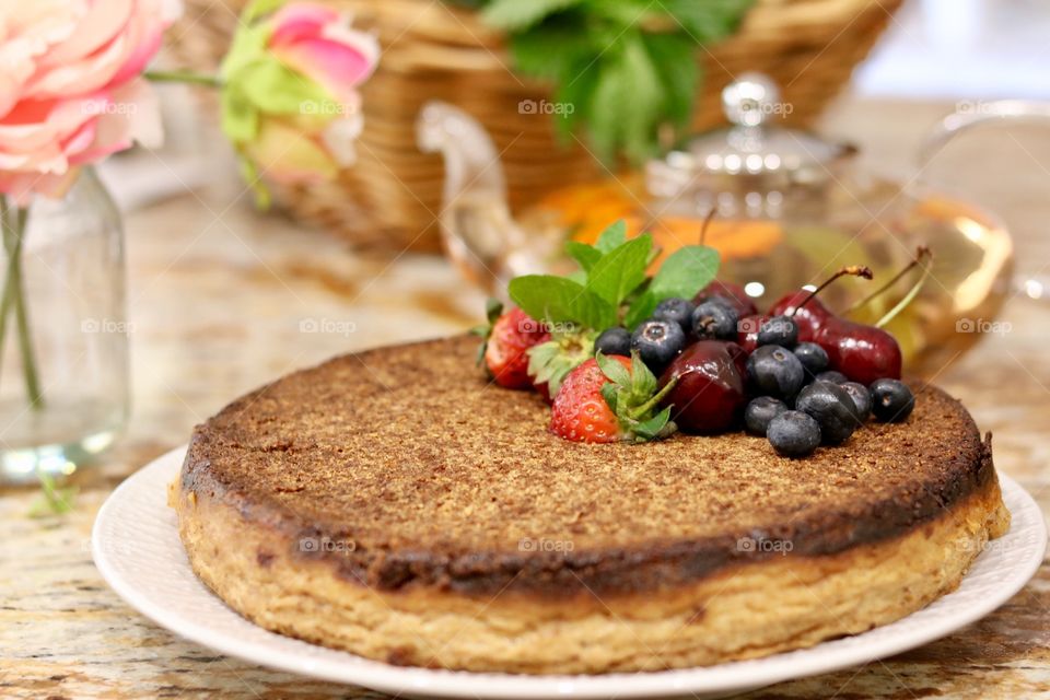 Close-up of cake with fruits