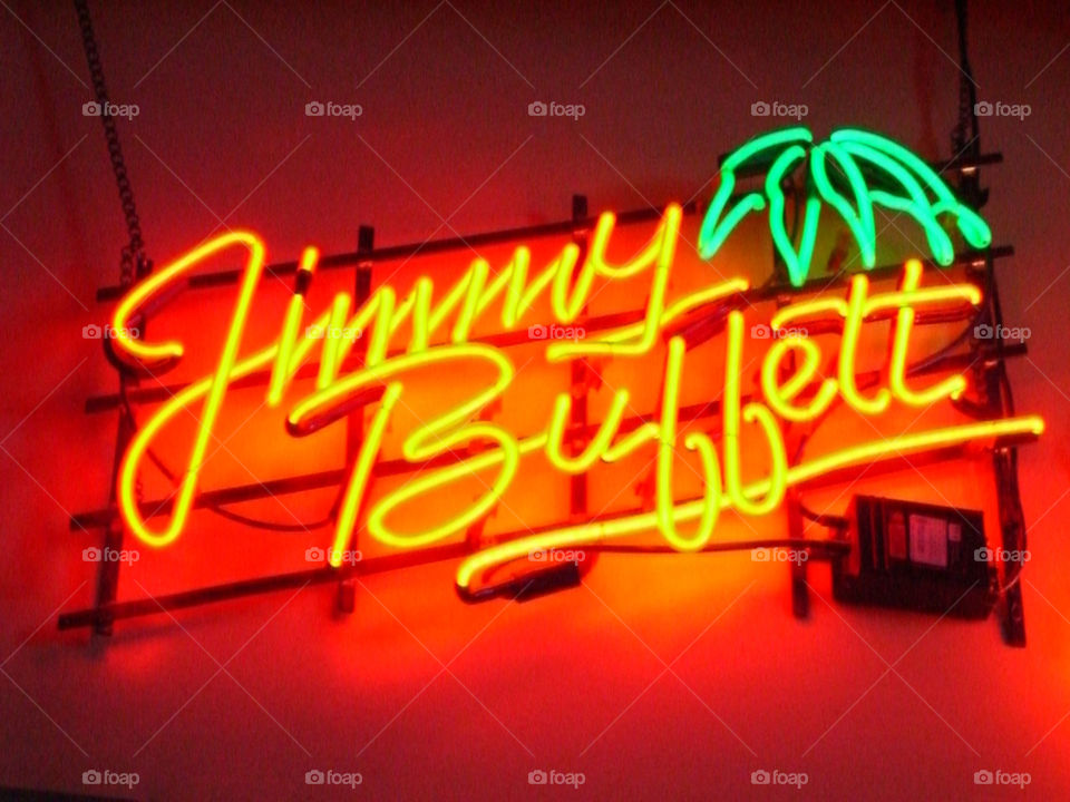 Jimmy Buffett neon sign. 