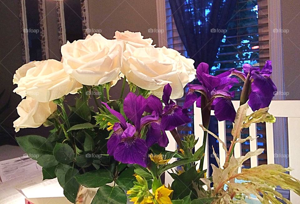 White Roses & Siberian Iris