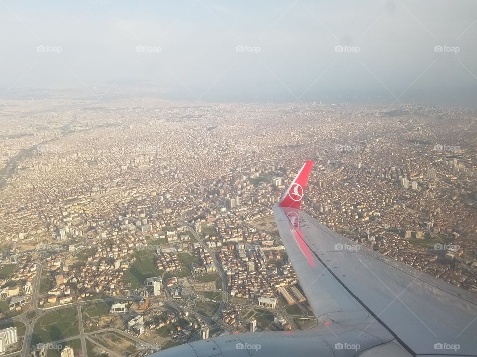 Istanbul turkey from an airplane