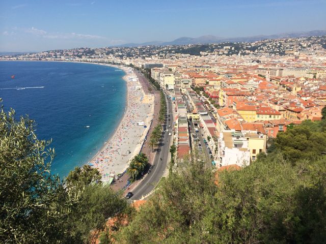 Beach in Nice France . View from above of the beach in Nice France 