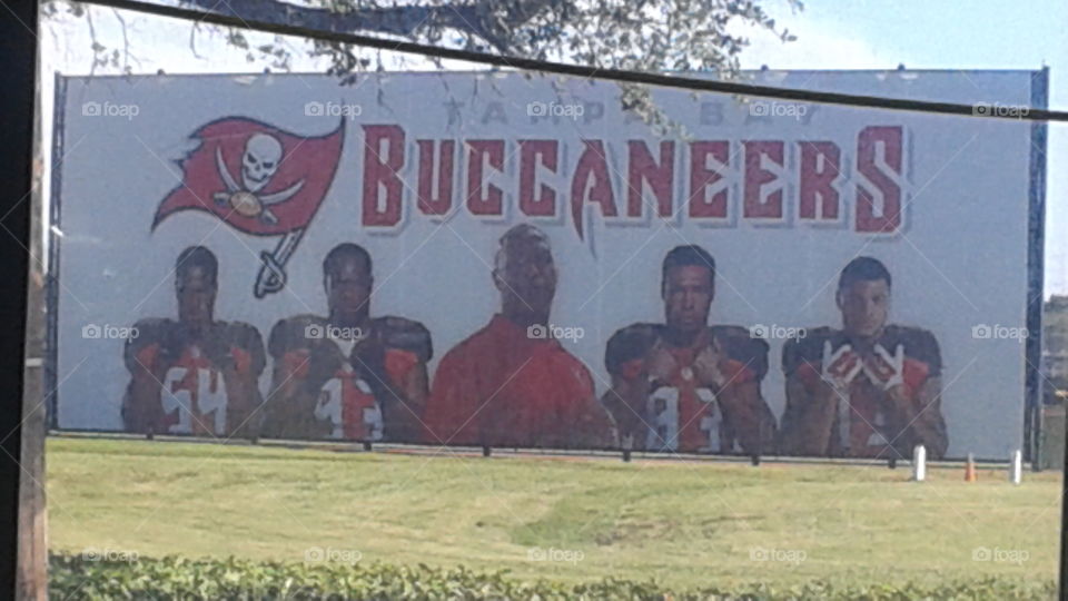 Buccaneers!. Took this picture on the bus.  Billboard of the Tampa Bay Buccaneers!
