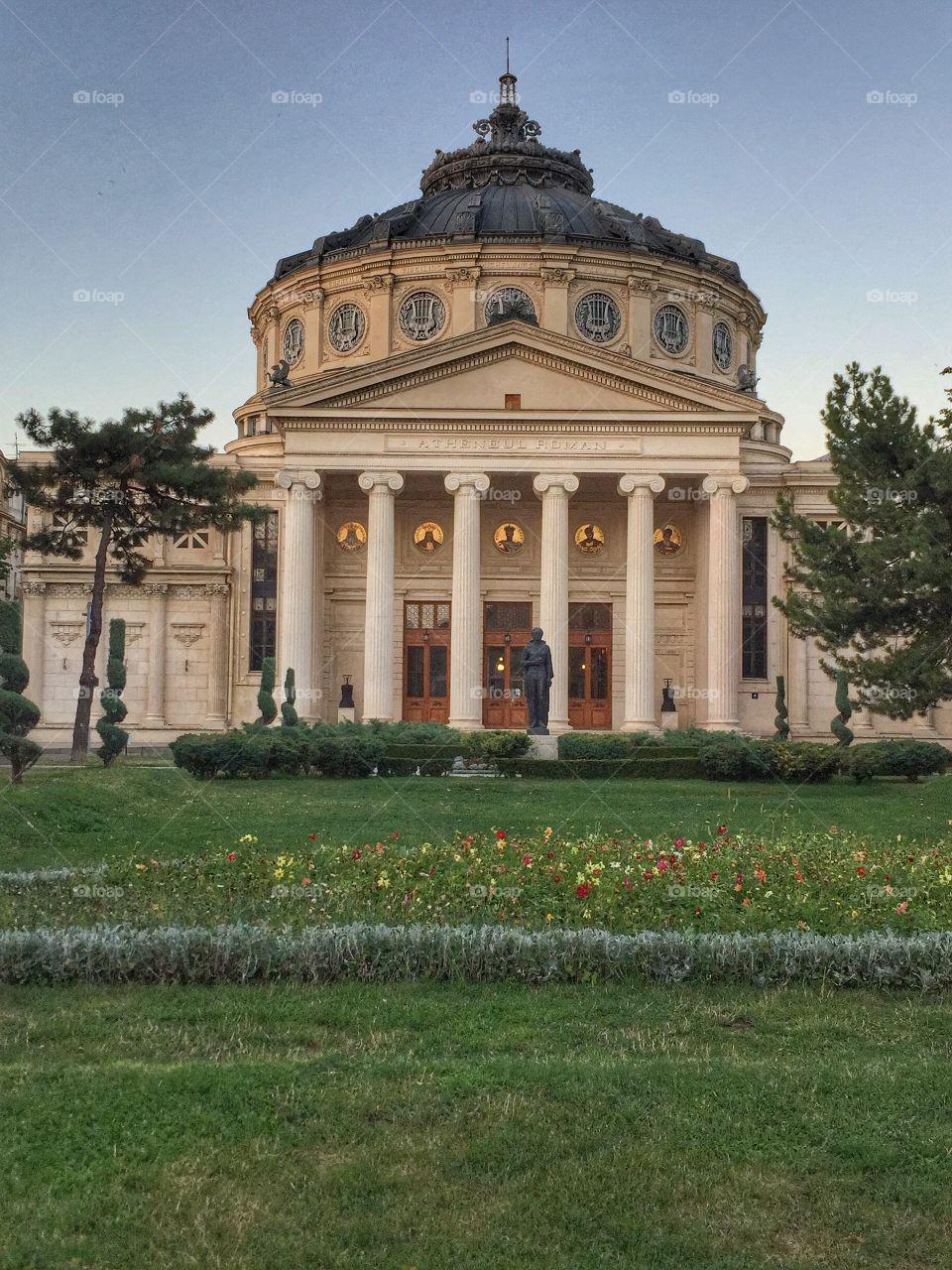 The Romanian Athenaeum. View over the Romanian Athenaeum building, old concert hall in Bucharest, Romania