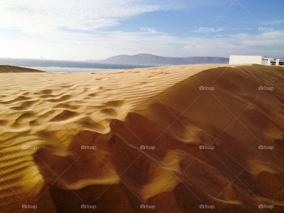 Sand dunes in desert