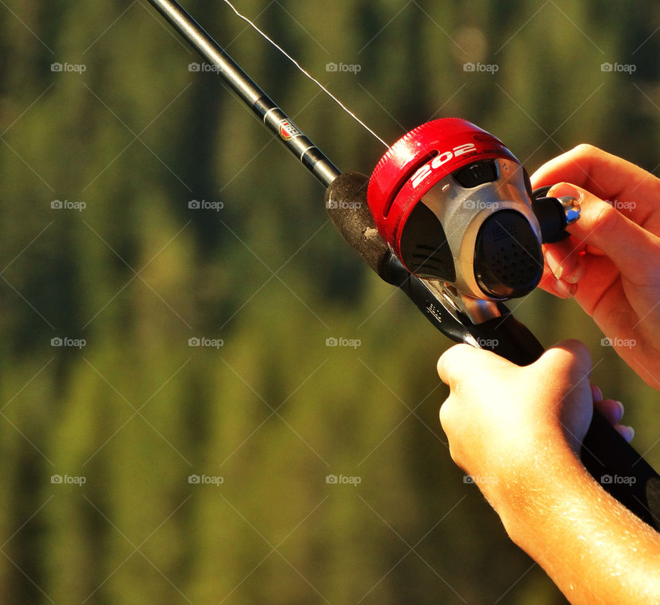 Fishing rod and reel on American lake