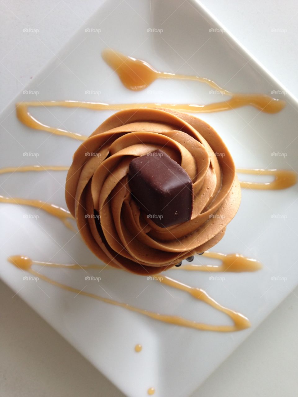 Chocolate cupcake with caramel frosting 
