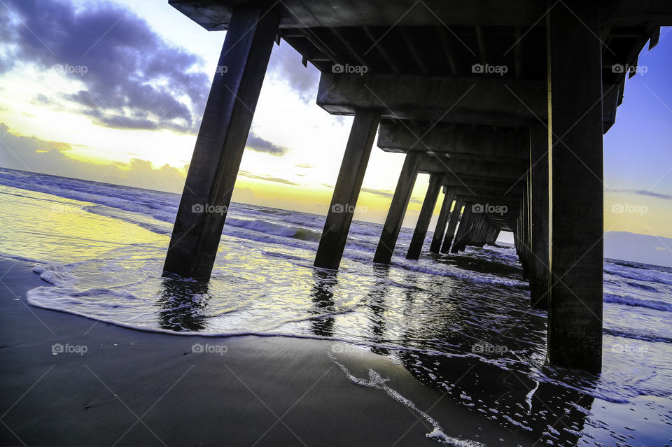 Water, Sunset, No Person, Beach, Bridge