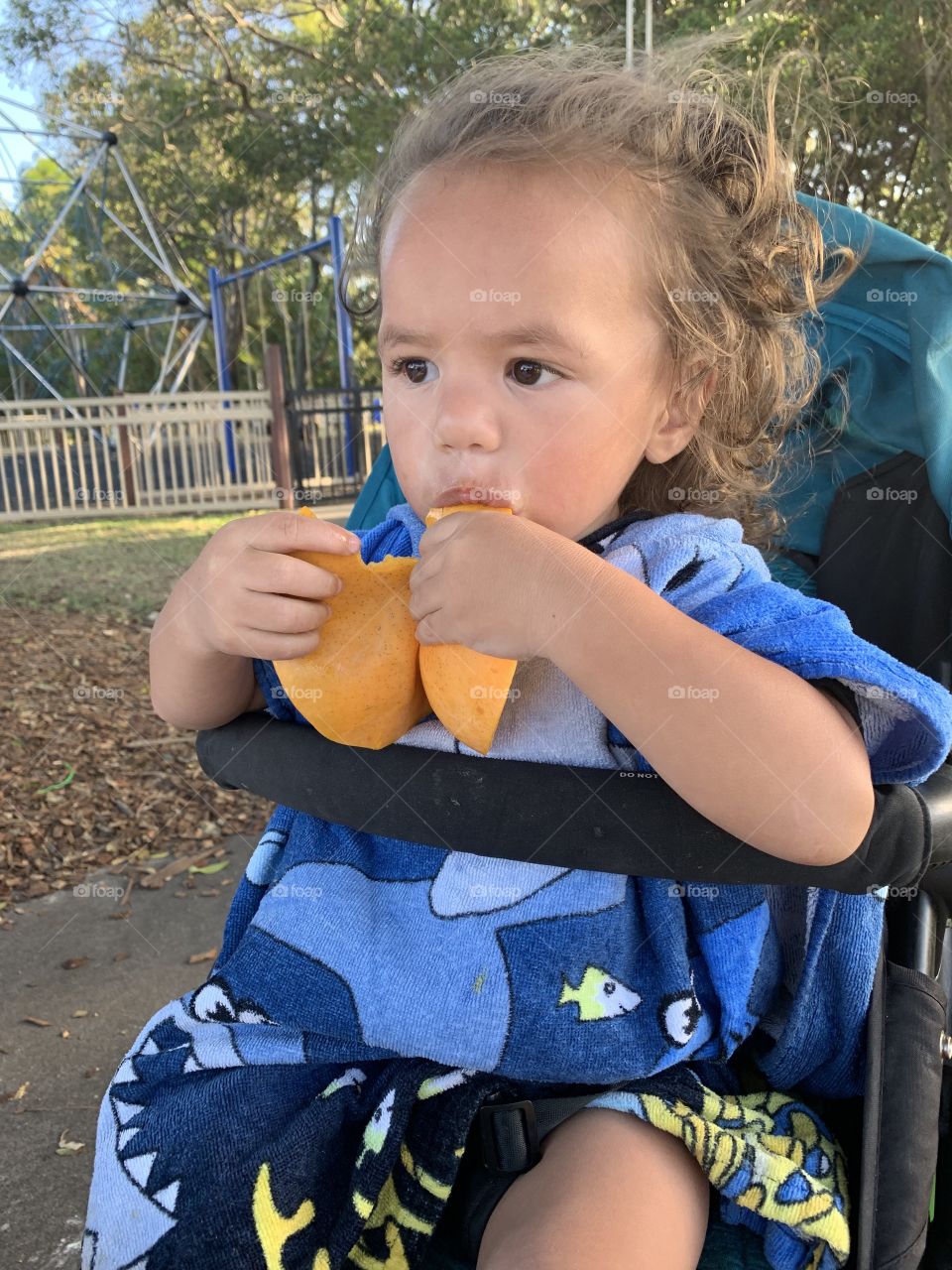 Eating a mango