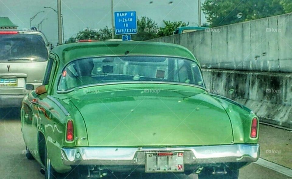 Green classic car