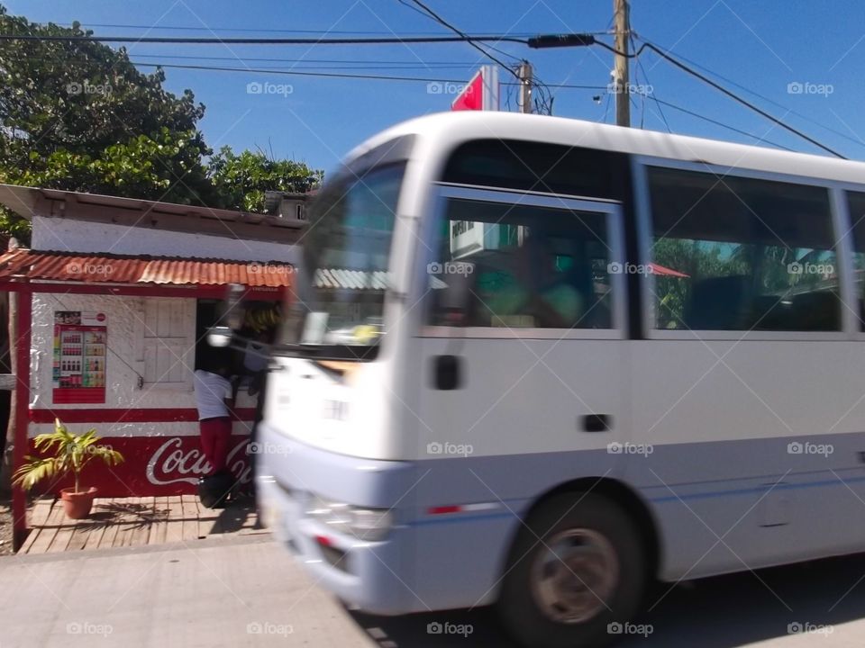 Picture from moving car traveling in Roatan Honduras  