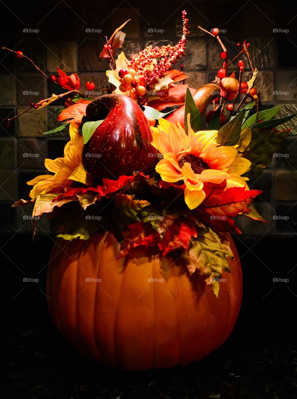 Pumpkin fall floral arrangement 