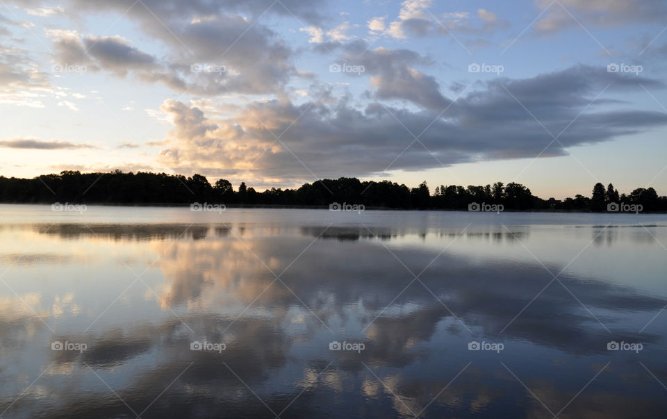 Clouds reflecting on lake