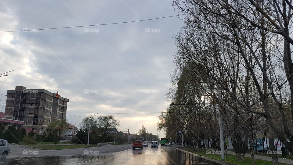 evening golden hour on a road