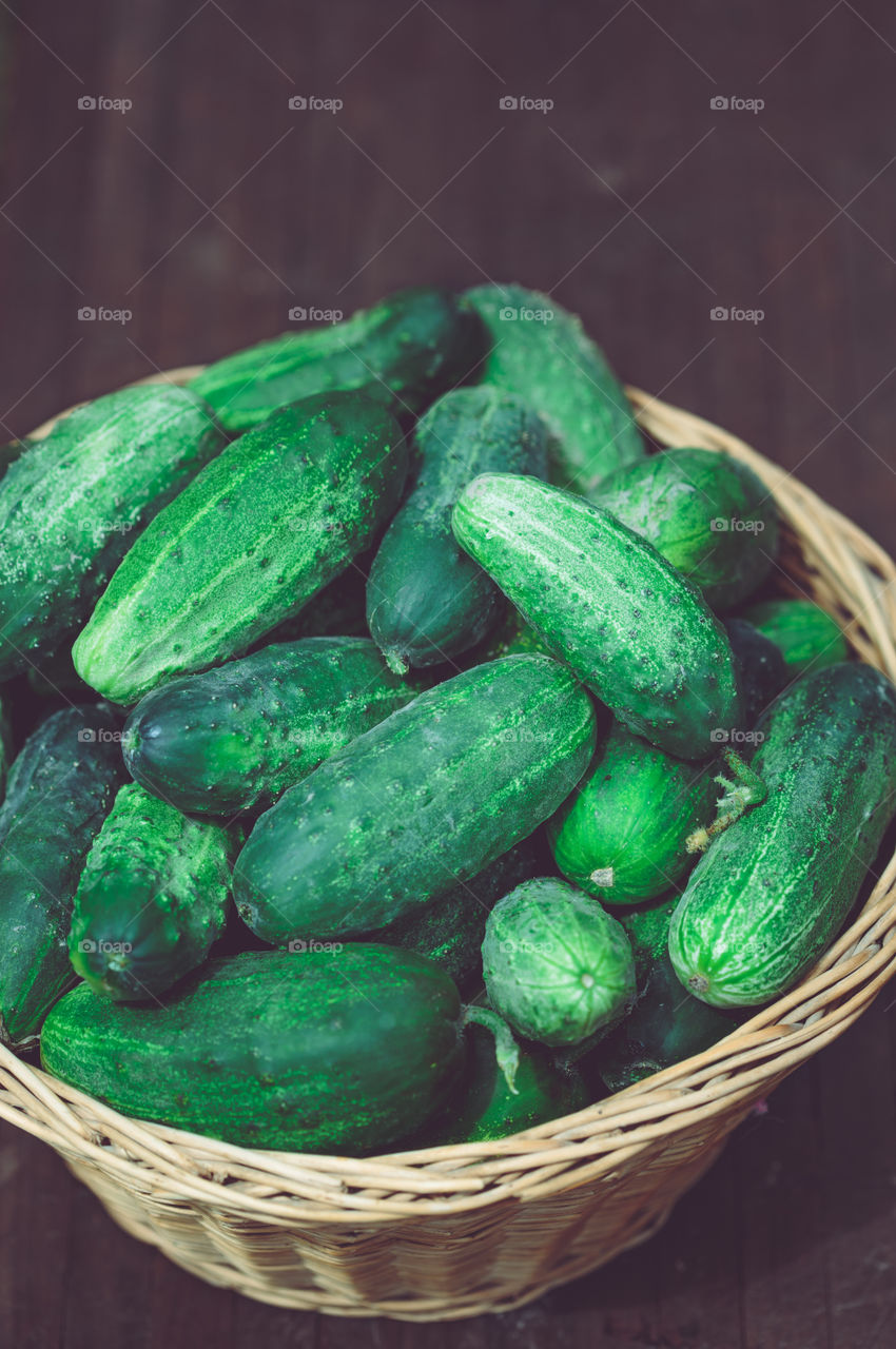 Cucumbers in a wicker basket