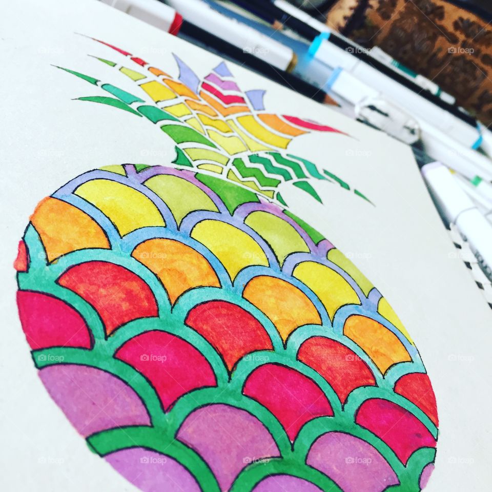 A pinapple with the help of touchlite markers❤️