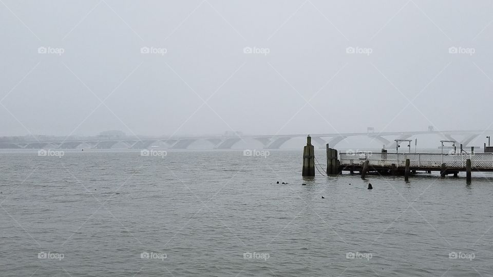 Wilson Bridge in Fog Over the Potomac