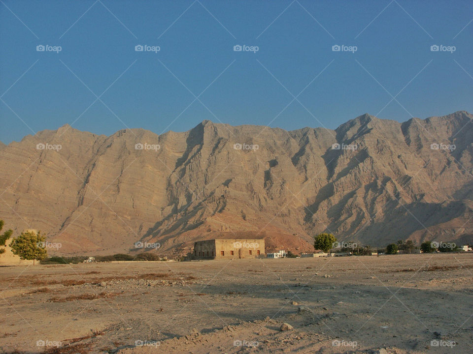 mountains desert oman castle by chrisc