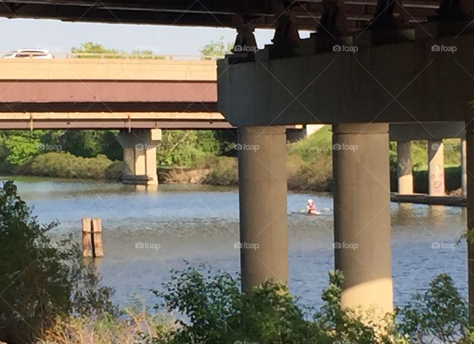 Lone rower on the Erie Canal 