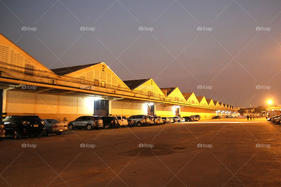 Warehouse at twilight