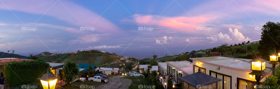 Panoramic sunset view at Phu Thap Bork