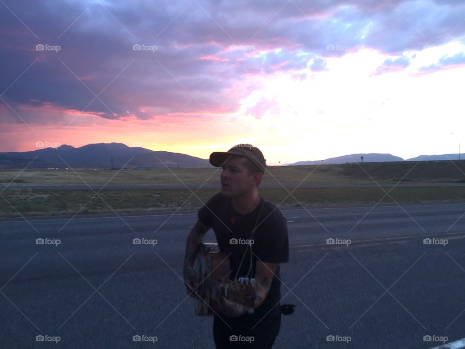 Landscape, Sunset, Road, People, Travel