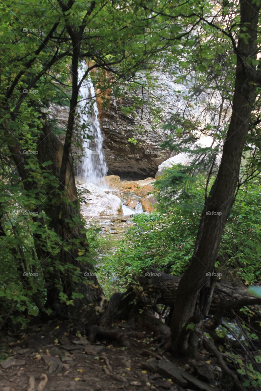 Spouting rock. Waterfall