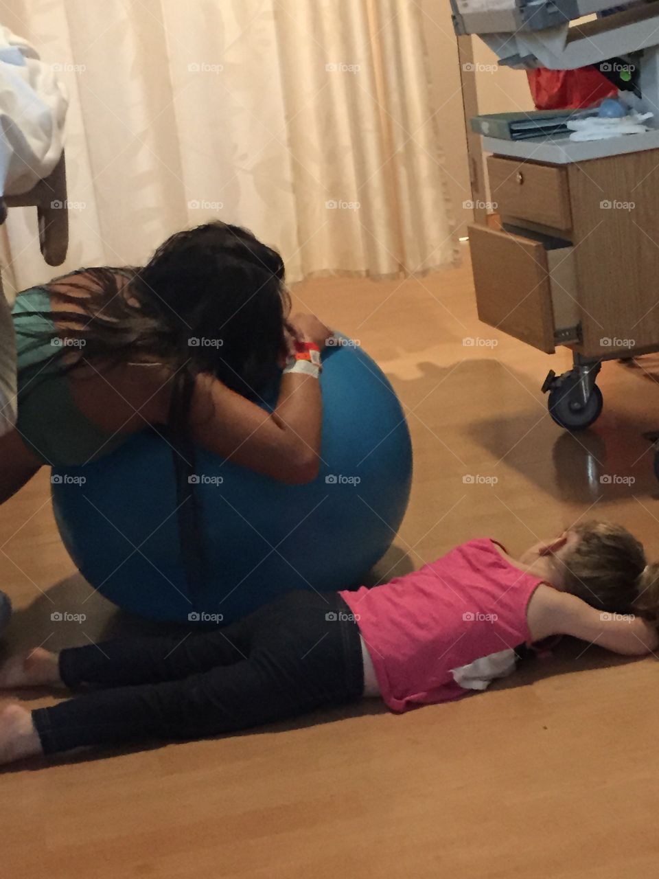 My sister in labor and my daughter helping her