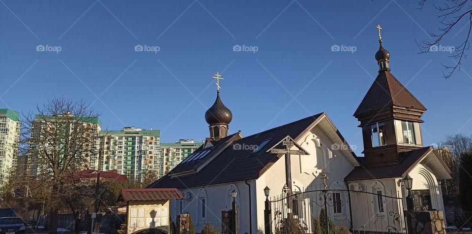 street view architecture landscape blue sky background