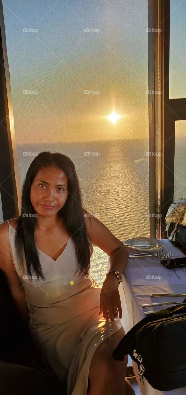 Asian girl in the sunset