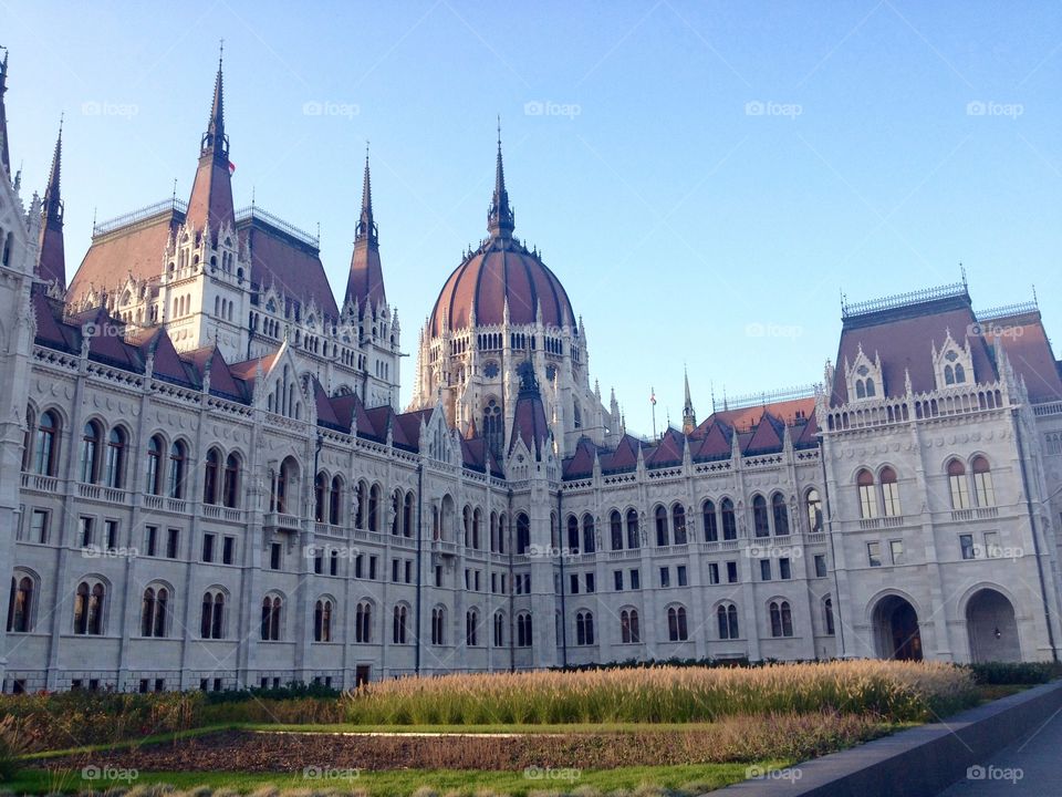 Budapest parliament from courtyard 