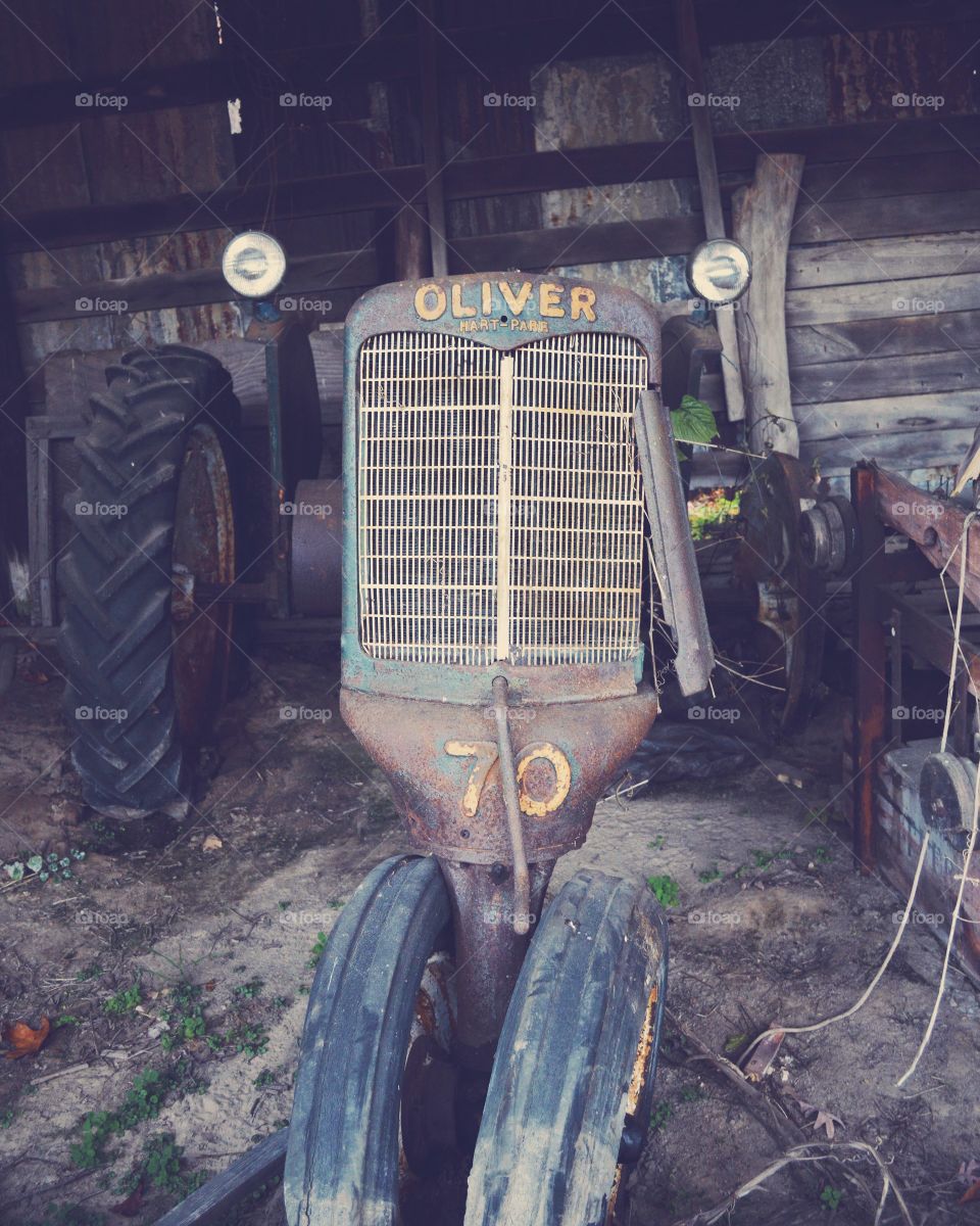 rusted tractor