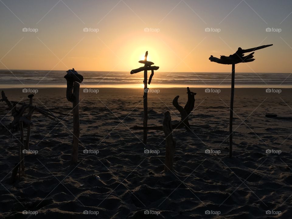 Beach Sculpture at sunset