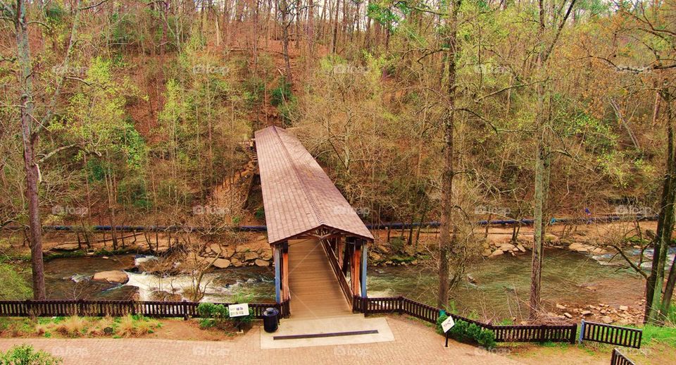 Covered bridge over river