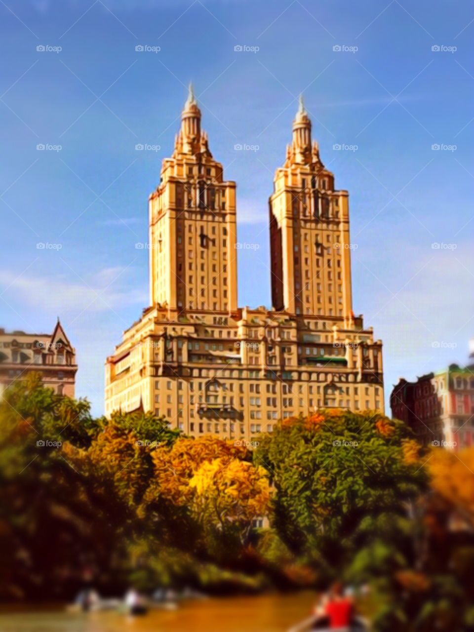 San Remo Building view, from the Lake  - Central Park, Manhattan, New York City.
