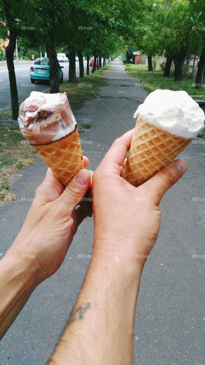 two frozen in two hands, summer
