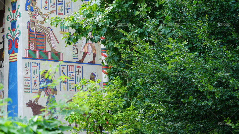 Egyptian building in a garden