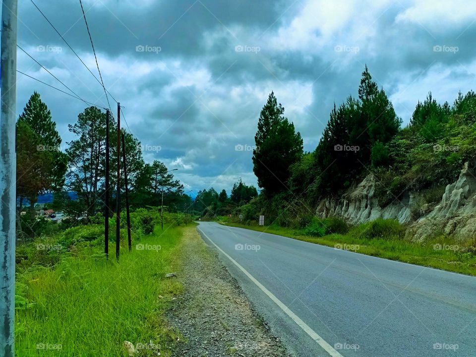 Mountain landscape on the way to the shale doloksanggul.Humbang Hasudutan Regency, North Sumatra Province, Indonesia
