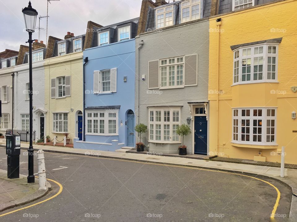 Colorful London street with its picturesque houses