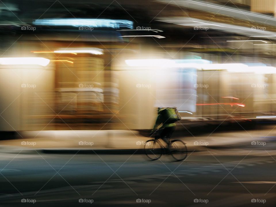 Men on a bicycle, beauty of long exposure 