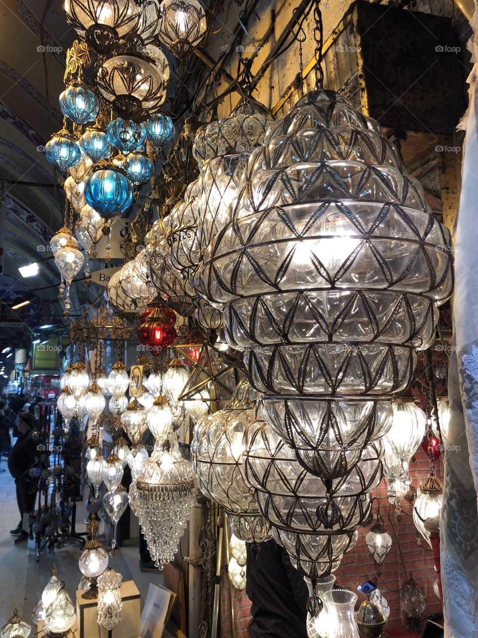 Turkish lamps in the indoor market of Grand Bazaar, Istanbul, Turkey