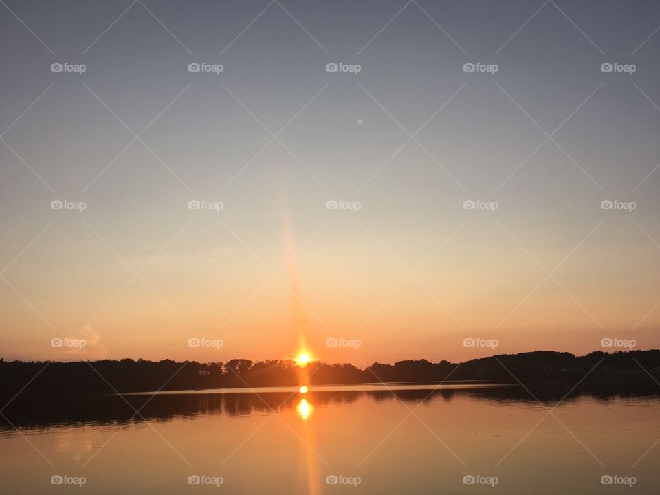 Sunset on the lake in Vermont 