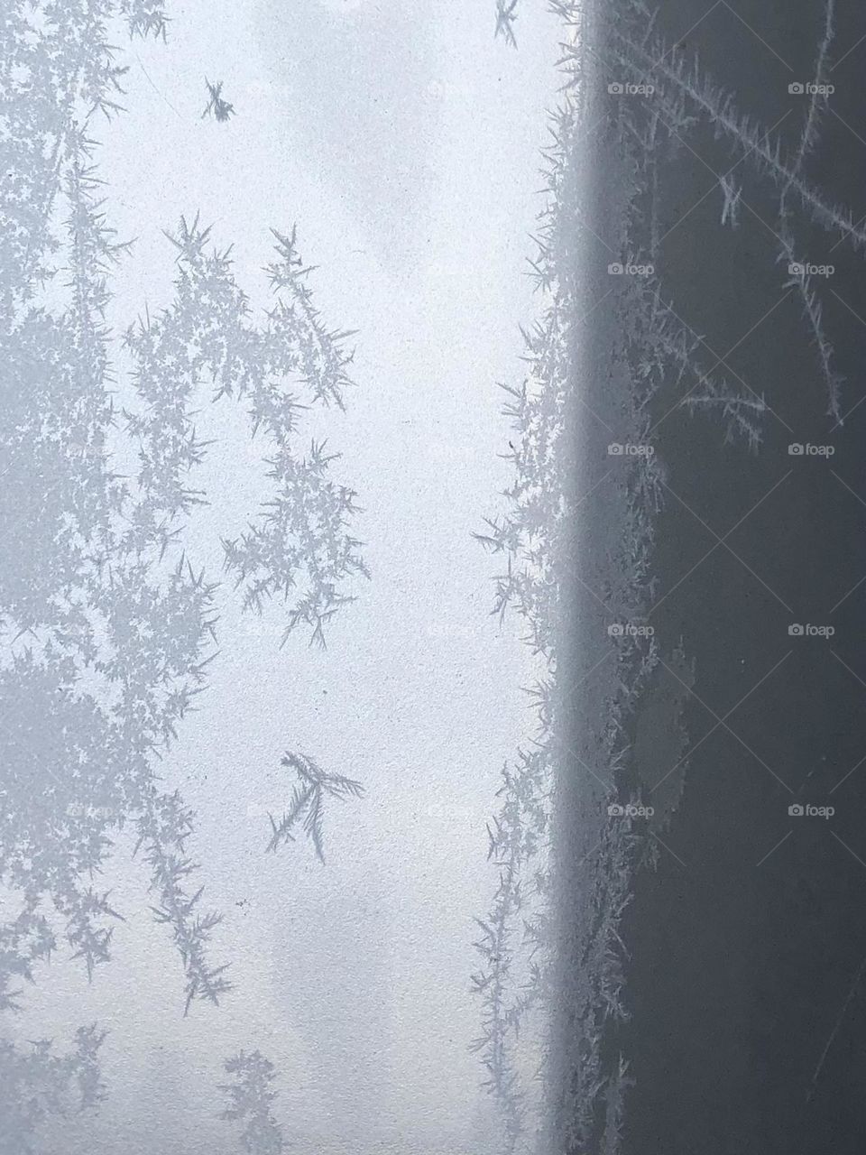 Frost trails on the car door