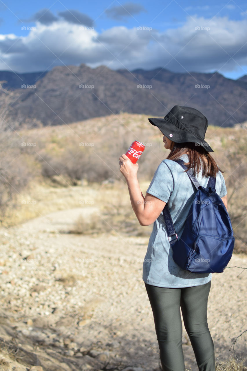 Hiking with coke 