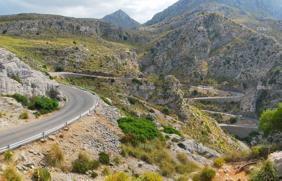 Road through mountains in Mallorca, Spain