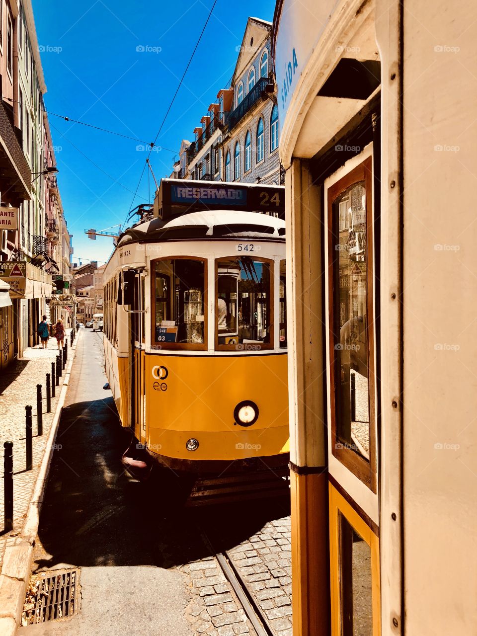 Tram in lisbon in Portugal